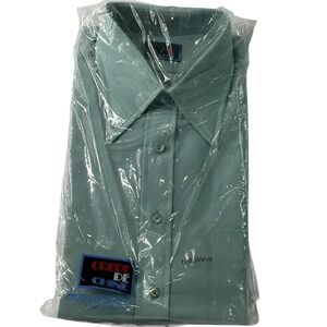 Vintage Men's Shirt Crepe‎ De Chine By Manhattan Size Large Half Sleeve